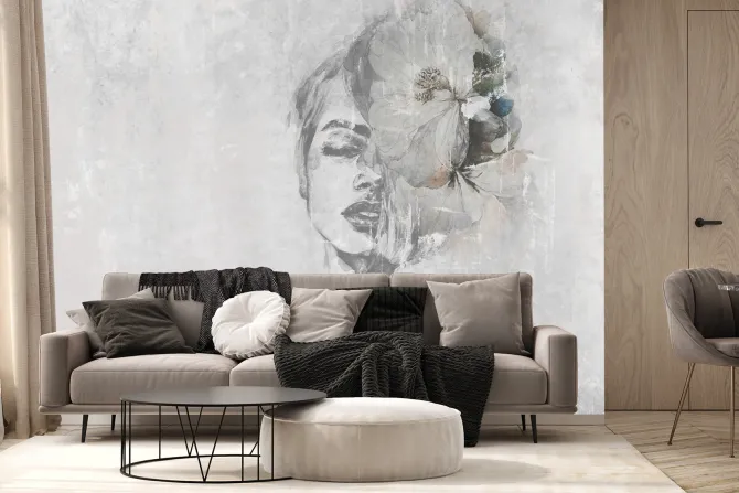 Fototapeta: Twarz kobiety z kwiatem