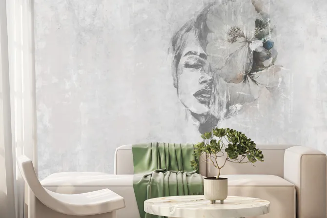 Fototapeta: Twarz kobiety z kwiatem