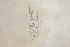 Fototapeta: Twarz kobiety i mężczyzny na beżowym tle