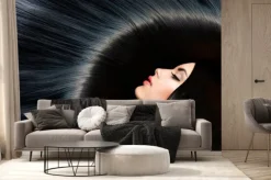 Fototapeta: Twarz kobiety brunetki z lśniącymi włosami