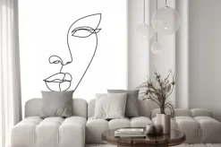 Fototapeta: Twarz kobiety w stylu line art na białym tle