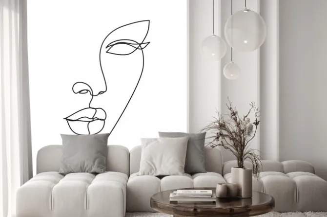 Fototapeta: Twarz kobiety w stylu line art na białym tle