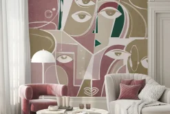 Fototapeta: Twarze w stylu abstrakcji na geometrycznym tle