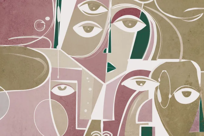 Fototapeta: Twarze w stylu abstrakcji na geometrycznym tle