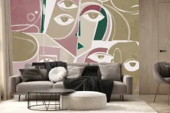 Fototapeta: Twarze w stylu abstrakcji na geometrycznym tle