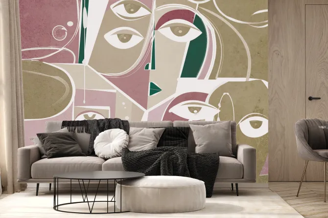 Fototapeta: Twarze w stylu abstrakcji na geometrycznym tle