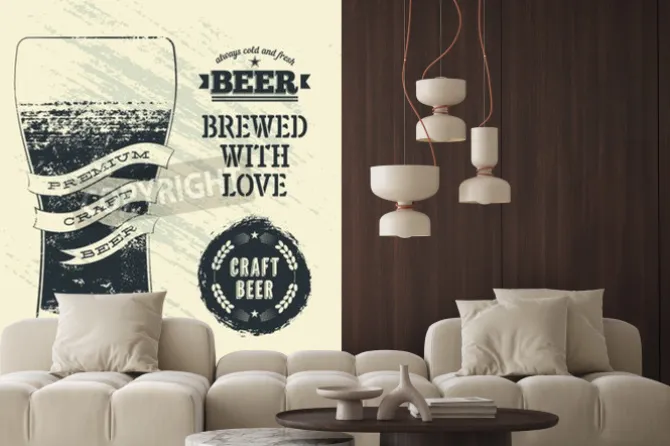 Fototapeta: Typografia rocznika stylu grunge plakat piwa ze szklanką piwa.