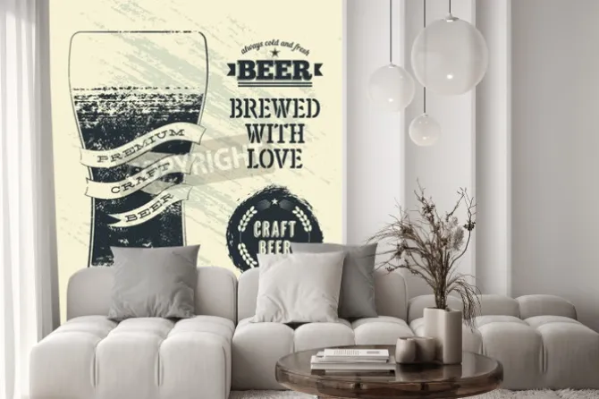 Fototapeta: Typografia rocznika stylu grunge plakat piwa ze szklanką piwa.