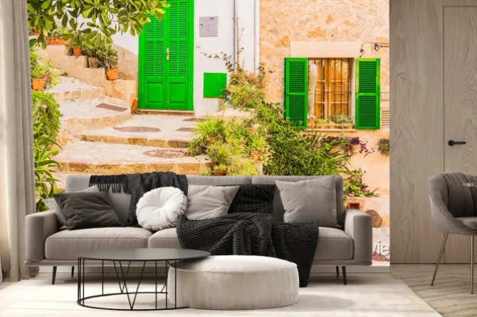 Fototapeta: Typowy wystrój roślin na starym tamtejsze miejscowości śródziemnomorskiej