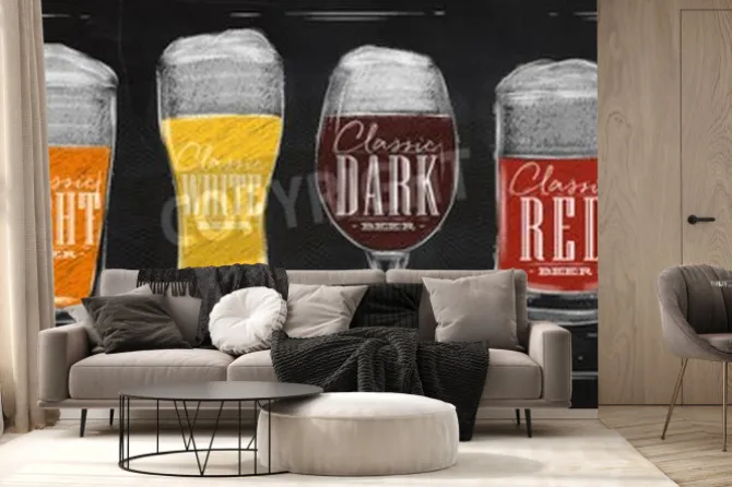Fototapeta: Typy plakat piwa z czterech głównych rodzajów piwa napis klasyczne