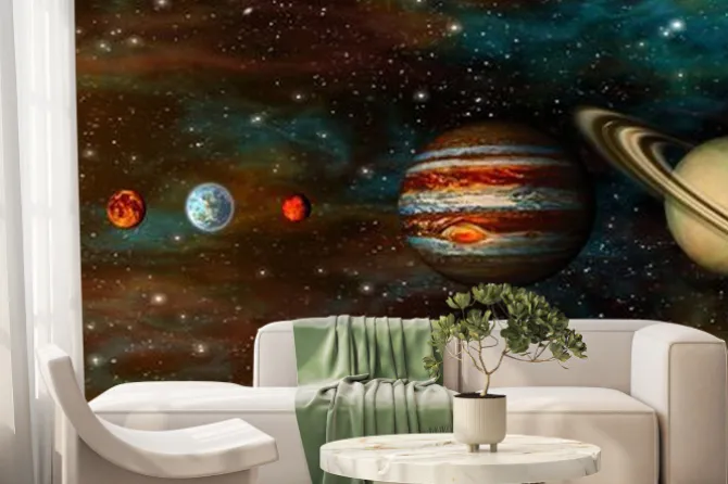 Fototapeta: Układ słoneczny planety i gwieździste niebo