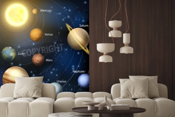 Fototapeta: Układ słoneczny z podpisanymi planetami ilustracja