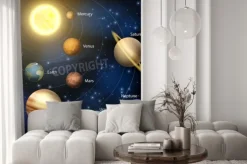 Fototapeta: Układ słoneczny z podpisanymi planetami ilustracja