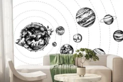 Fototapeta: Układ słoneczny w czerni i bieli