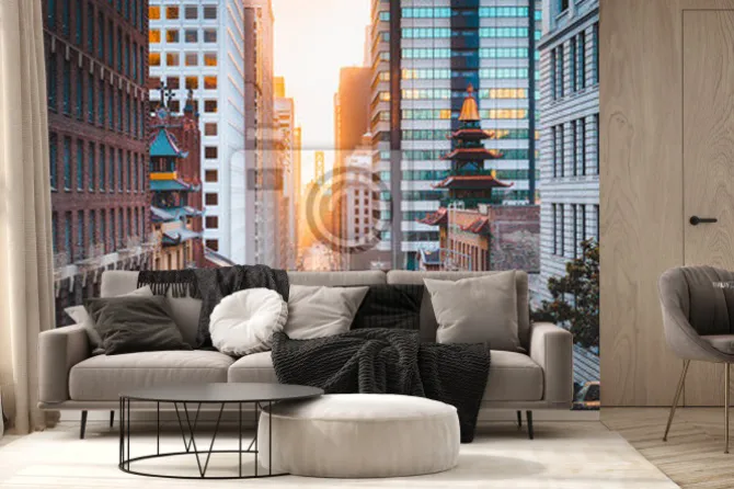 Fototapeta: Ulica w san francisco o zachodzie słońca