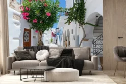 Fototapeta: Uliczka między białymi domami na santorini