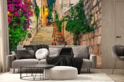 Fototapeta: Uliczka w chorwacji z kamienną architekturą