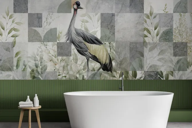 Fototapeta: Żuraw wśród liści