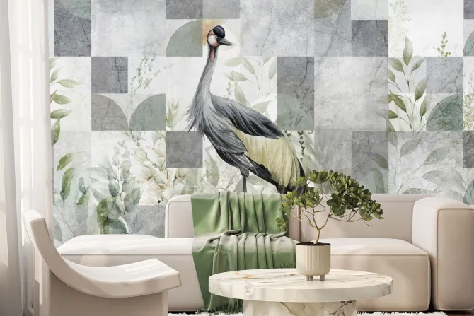 Fototapeta: Żuraw wśród liści