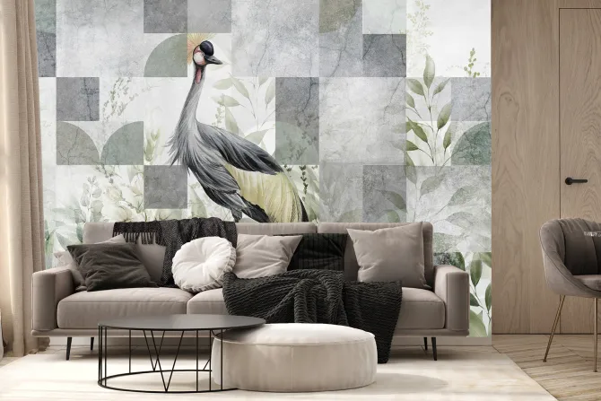 Fototapeta: Żuraw wśród liści