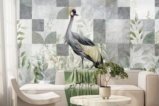 Fototapeta: Żuraw wśród liści