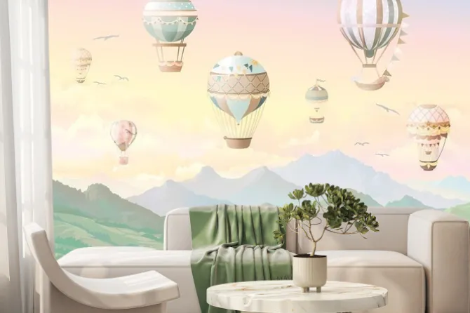 Fototapeta: Urocze balony nad górami