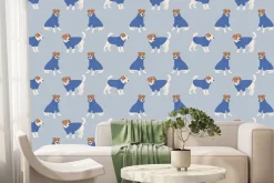 Fototapeta: Urocze pieski na niebieskim tle wzór dziecięcy