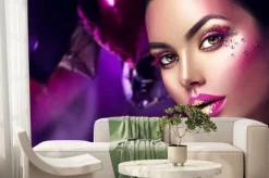 Fototapeta: Uroda moda model dziewczyna kreatywnych sztuki makijażu z klejnotów.