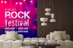 Fototapeta: Vector blurred background with rock stage and crowd. rock festival