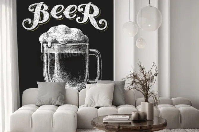 Fototapeta: Vector ilustracją kreda piwa szkła na tablicy. eps10. przejrzystości