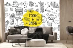 Fototapeta: Vector set with food and drink hand drawn