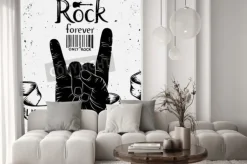 Fototapeta: Vintage etykiety z rock na zawsze. rock and roll znak ręką