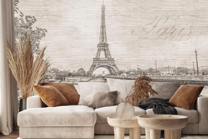 Fototapeta: Vintage krajobraz paryż z wieżą eiffla klasyczna sceneria