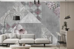 Fototapeta: Vintage patchwork geometryczny wzór i kwiaty