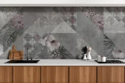 Fototapeta: Vintage patchwork geometryczny wzór i kwiaty