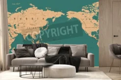 Fototapeta: Vintage political world map pacific centered - wektor