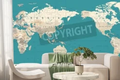 Fototapeta: Vintage polityczna mapa świata pacyfik wyśrodkowany - wektor.