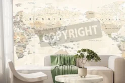 Fototapeta: Vintage polityczna mapa świata pacyfik wyśrodkowany - wektor.