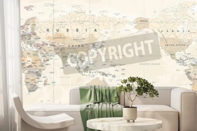 Fototapeta: Vintage polityczna mapa świata pacyfik wyśrodkowany - wektor.