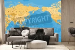 Fototapeta: Vintage polityczna mapa świata pacyfik wyśrodkowany - wektor.