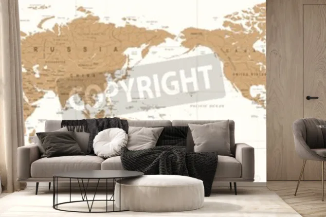 Fototapeta: Vintage polityczna mapa świata pacyfiku wyśrodkowany wektor ikona.