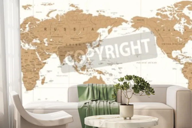 Fototapeta: Vintage polityczna mapa świata pacyfiku wyśrodkowany wektor ikona.