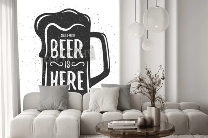 Fototapeta: Vintage print piwa. t-shirt, projekt plakatu. zimne i świeże