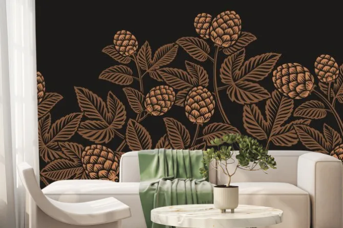 Fototapeta: Vintage seamless hop pattern, a decoration for beer theme