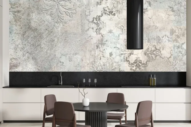 Fototapeta: Vintage wzór z ornamentami na betonowej teksturze