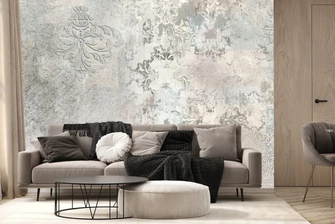 Fototapeta: Vintage wzór z ornamentami na betonowej teksturze