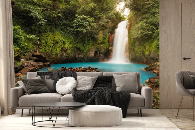 Fototapeta: Volcan tenorio waterfall in the jungle in costa rica