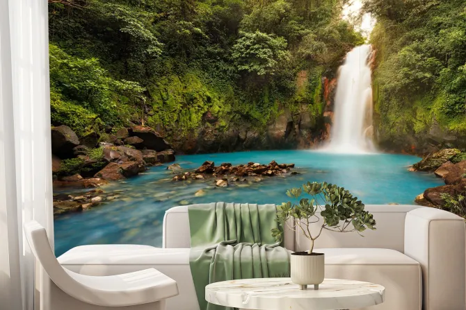 Fototapeta: Volcan tenorio waterfall in the jungle in costa rica