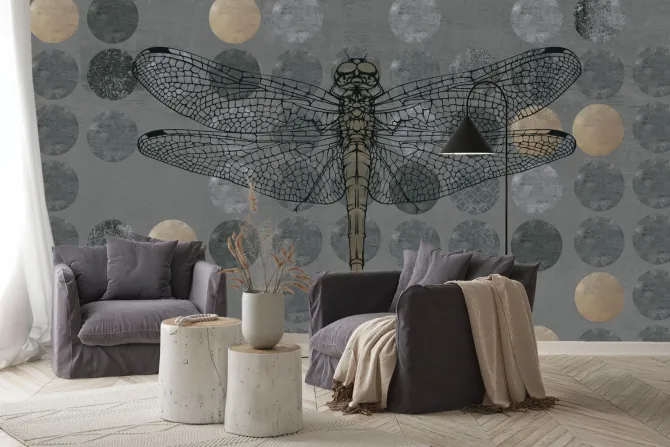 Fototapeta: Ważka na geometrycznym tle