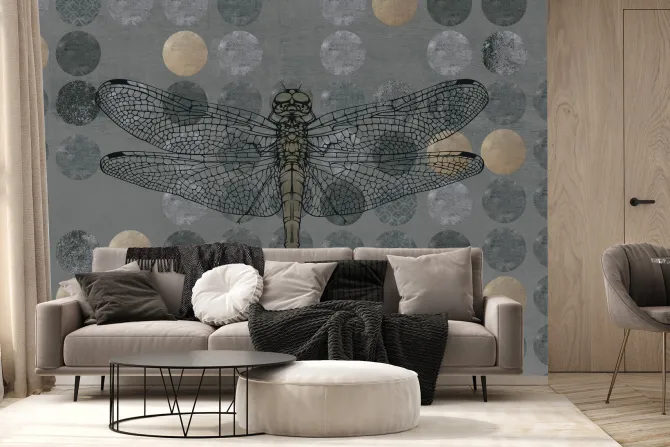 Fototapeta: Ważka na geometrycznym tle